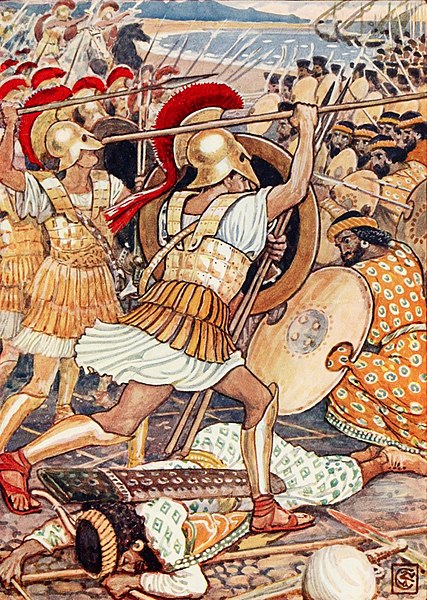 Depiction of Athenians fighting at the Battle of Marathon