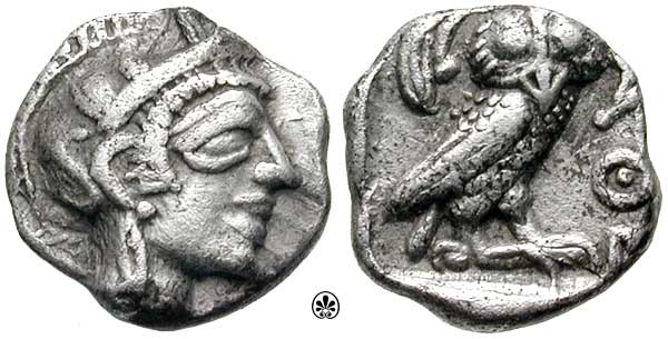 Silver obol. Attica, Athens, circa 454-404 BC.
