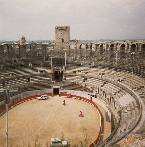 The inside of a Roman amphitheatre 