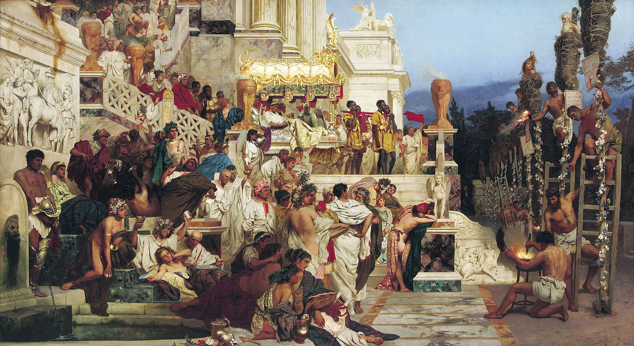 Painting entitled “Nero’s Torches”, depicting the burning of Christians alive as candles by Emperor Nero