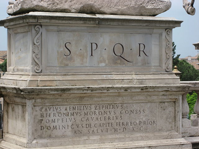 SPQR Engraved on an Italian Statue 